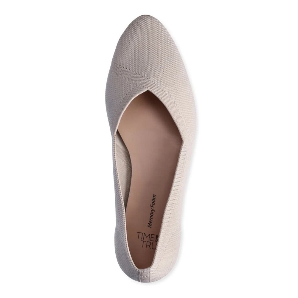 Time and Tru Women's Knit Ballet Flats, Size 8, Slip-On, Medium Width, Flat Heel - Picture 2 of 6